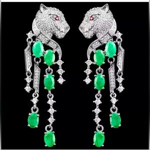Emerald Omega 🐆 Panther Earrings